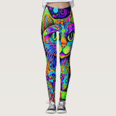 Leuke excentrieke komische kat all-over-print Legg Leggings (Voorkant)