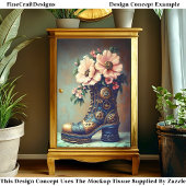 Leuke Extreme Steampunk Boot, Bloemen DG2LF Decoup Tissuepapier