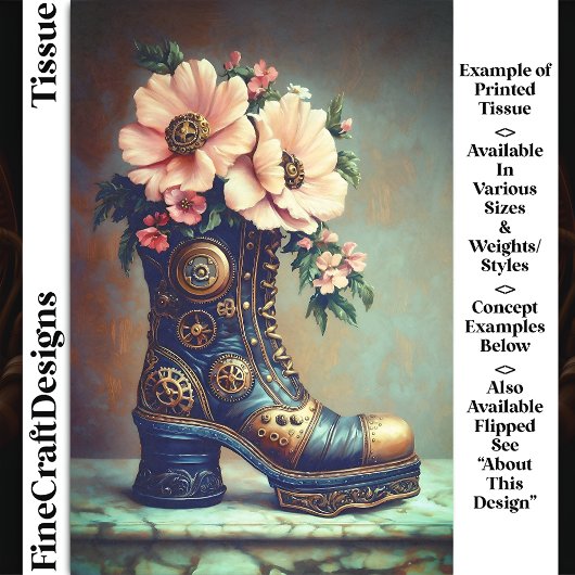 Leuke Extreme Steampunk Boot, Bloemen DG2RF Decoup Tissuepapier