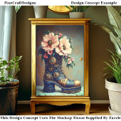 Leuke Extreme Steampunk Boot, Bloemen DG2RF Decoup Tissuepapier