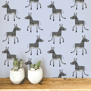 Leuke Ezel Grijs Blauw Patroon Behang