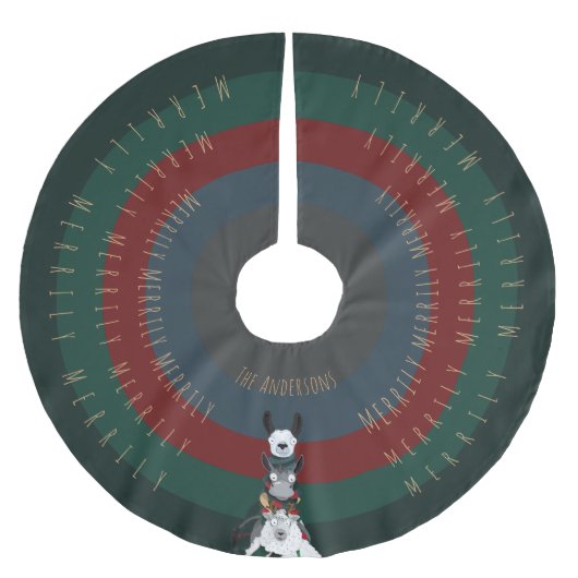 Leuke Ezel Llama Schaap + All around Vakantie Teks Kerstboom Rok (Voorkant)