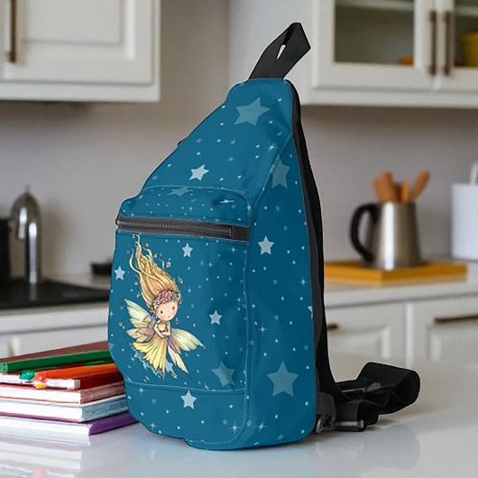 Leuke Fairy met Oranje Tabby Kitten en Starry Sky Sling Bag