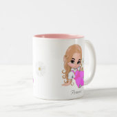 Leuke Fairy Prinses met Daisy Flower Tweekleurige Koffiemok (Voorkant rechts)
