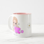 Leuke Fairy Prinses met Daisy Flower Tweekleurige Koffiemok (Voorkant links)