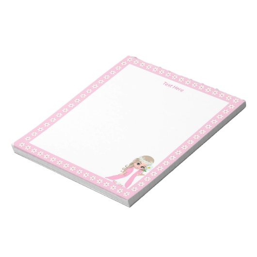 Leuke Fairy Prinses & Witte Bloemen op Eenvoudig Notitieblok (Linkerzijde)