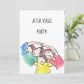 Leuke familie "na virus" feest kaart (Staand voorkant)