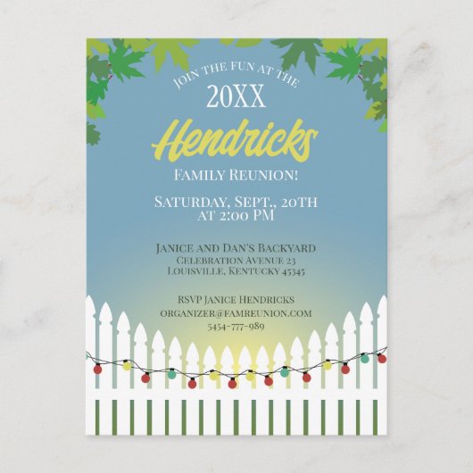 Leuke Familie Reünie piket hek versierd Briefkaart (Voorkant)