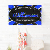 Leuke familie reünie verzamelen Blue Retro Spandoek (Insitu)