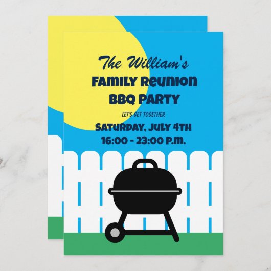 Leuke familiereünie BBQ feestuitnodiging sjabloon Kaart (Voorkant / Achterkant)