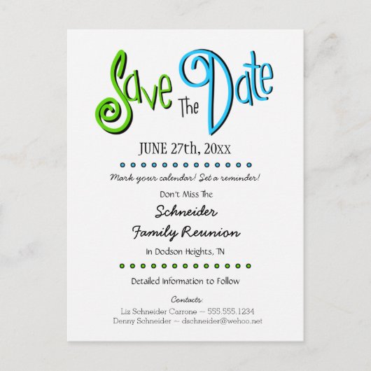 Leuke familiereünie of feest Save the Date Aankondigingskaart (Voorkant)