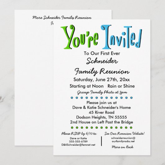 Leuke familiereünie of uitnodiging voor een evenem (Voorkant / Achterkant)