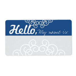 Leuke Fancy Party Naam Tags - Blauw & Grijs Etiket