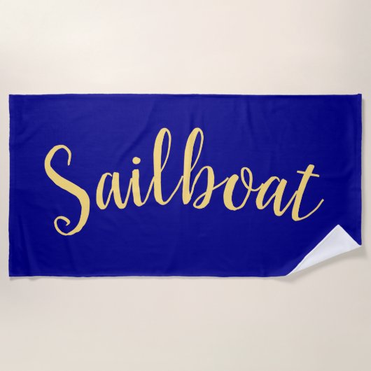 Leuke Fancy ZEILBOOT Deep Royal Blue Achtergrond Strandlaken (Voorkant)