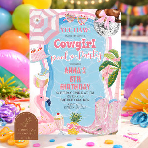 Leuke Fantasie Cowgirl Meisje verjaardag Zwembad F Kaart