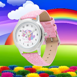 leuke fantasie unicorn voegt naam toe horloge