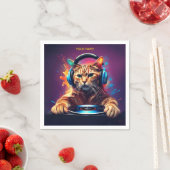 Leuke Fantasy Cat DJ Vinyl Servet (Insitu)