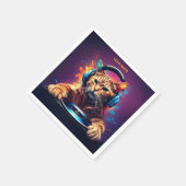 Leuke Fantasy Cat DJ Vinyl Servet (Hoek)