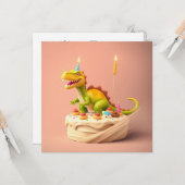 LEUKE FANTASY DINOSAUR VERJAARDAGSTAART KAART (Voorkant / Achterkant in situ)