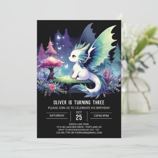 Leuke Fantasy Dragon verjaardag Kaart (Staand voorkant)