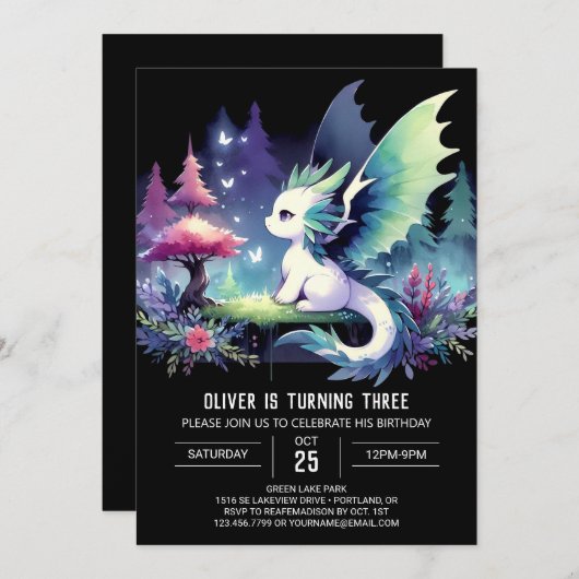 Leuke Fantasy Dragon verjaardag Kaart (Voorkant / Achterkant)