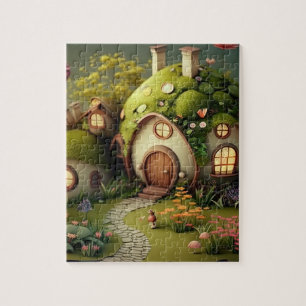 Leuke Fantasy Fairy Huizen Achtergrond Legpuzzel