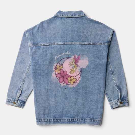 Leuke Fantasy Fairy op de maan, aangepaste naam Denim Jacket (Achterkant)
