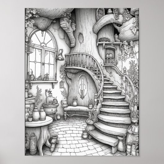 Leuke Fantasy Interieur Volwassen Kleuren Poster (Voorkant)