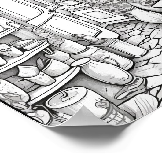 Leuke Fantasy Interieur Volwassen Kleuren Poster (Hoek)