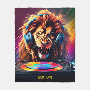 Leuke Fantasy Lion DJ Vinyl Fleece Deken