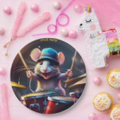 Leuke Fantasy Muis Spelen Drums Papieren Bordje (Feest)