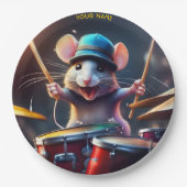 Leuke Fantasy Muis Spelen Drums Papieren Bordje (Voorkant)