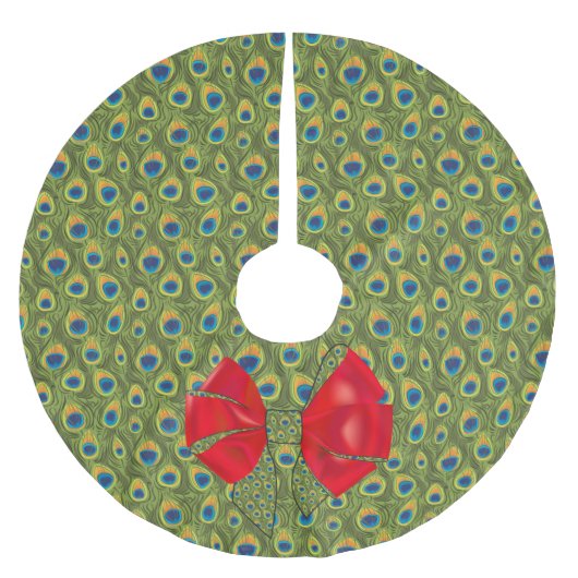 Leuke Fantasy Pauw Print met Rode strik Kerstboom Rok (Voorkant)