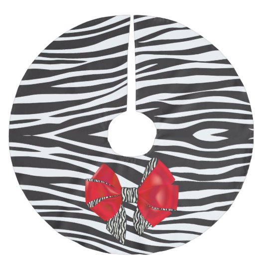 Leuke Fantasy Zebra Print met Red Bow Kerstboom Rok (Voorkant)