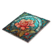 Leuke faux gebrandschilderd glas liefhebbers bloem tegeltje (Zijkant)