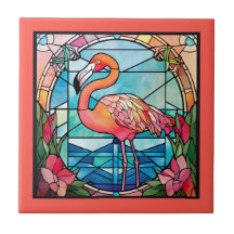 Leuke faux gebrandschilderd glas roze flamingo