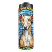 Leuke Faux Glas in lood Greyhound Dog Thermosbeker (Voorkant)