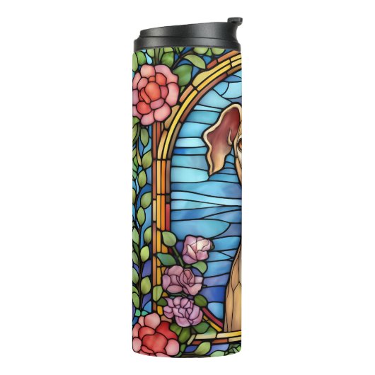 Leuke Faux Glas in lood Greyhound Dog Thermosbeker (Gedraaid links)