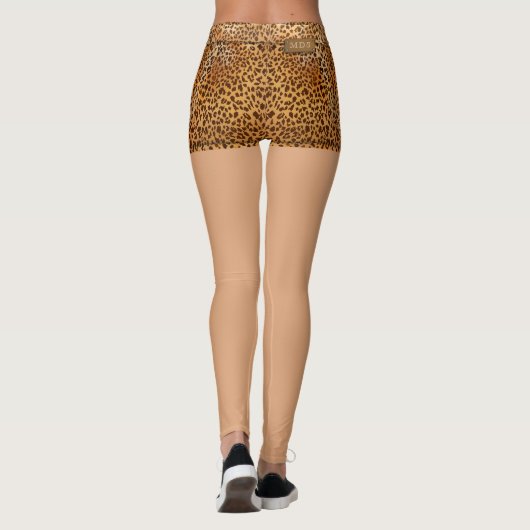 Leuke Faux Leopard Print Shorts Kostuum Leggings (Achterkant)