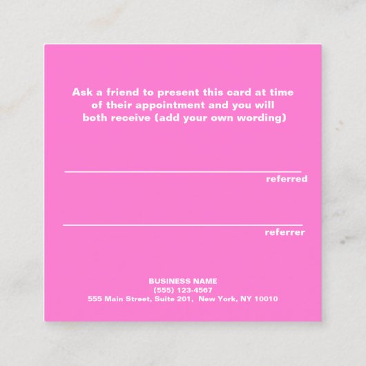 Leuke Faux Zilveren Sequin Roze Schoonheid Salon V Aanbevelingskaartje (Achterkant)