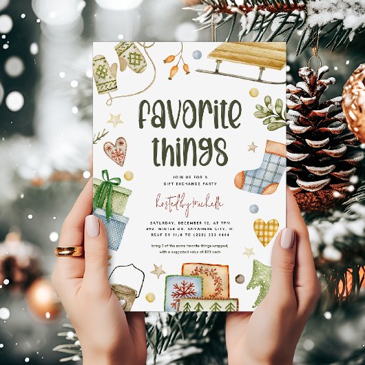 Leuke 'favoriete dingen' Kerstcadeau-uitwisseling Kaart
