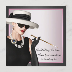 Leuke Favoriete Diva Vrouw Roze en Zwarte Verjaard Kaart
