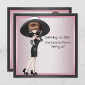 Leuke Favoriete Diva Vrouwen Roze Zwart 40e Verjaa Kaart (Voorkant / Achterkant)