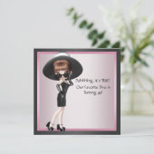 Leuke Favoriete Diva Vrouwen Roze Zwart 40e Verjaa Kaart (Staand voorkant)