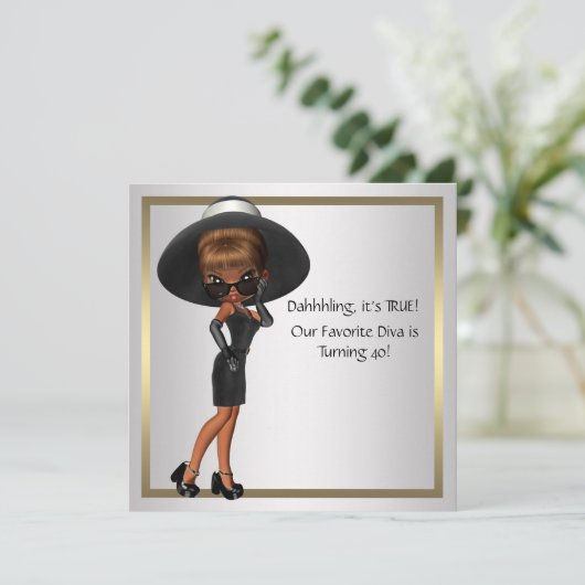 Leuke favoriete Diva Vrouwen Zwart 40ste Verjaarda Kaart (Staand voorkant)