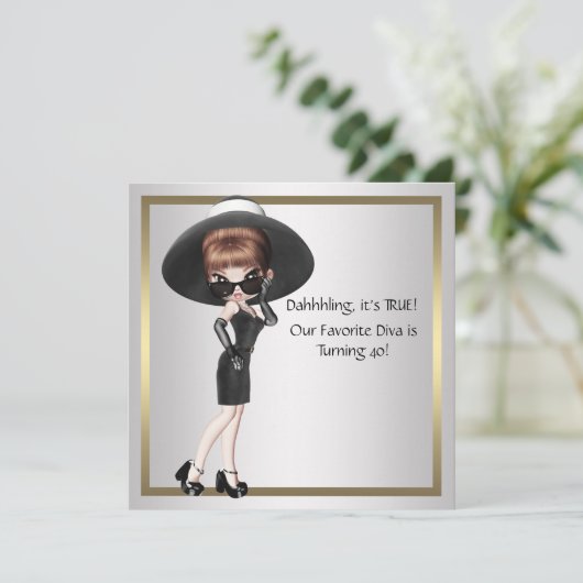 Leuke favoriete Diva Vrouwen Zwart 40ste Verjaarda Kaart (Staand voorkant)