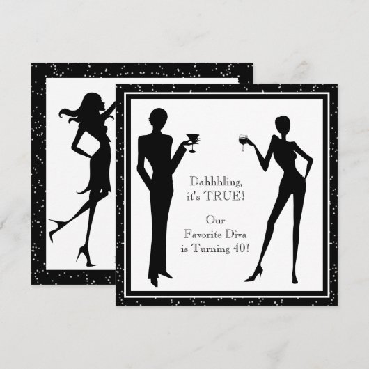 Leuke favoriete Diva Vrouwen Zwart 40ste Verjaarda Kaart (Voorkant / Achterkant)