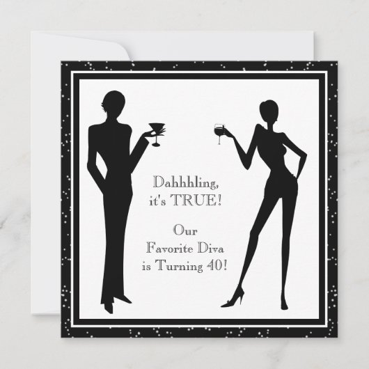 Leuke favoriete Diva Vrouwen Zwart 40ste Verjaarda Kaart (Voorkant)