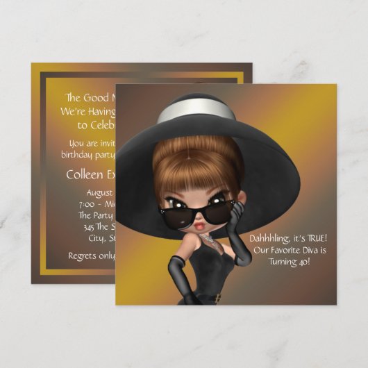 Leuke favoriete Diva Vrouwen Zwart 40ste Verjaarda Kaart (Voorkant / Achterkant)