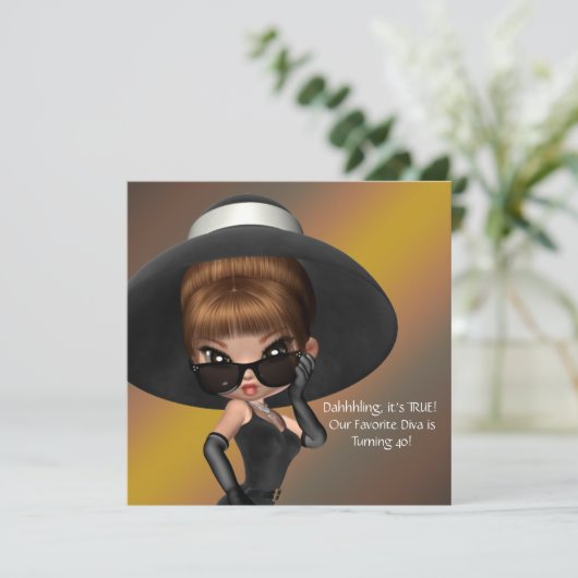 Leuke favoriete Diva Vrouwen Zwart 40ste Verjaarda Kaart (Staand voorkant)
